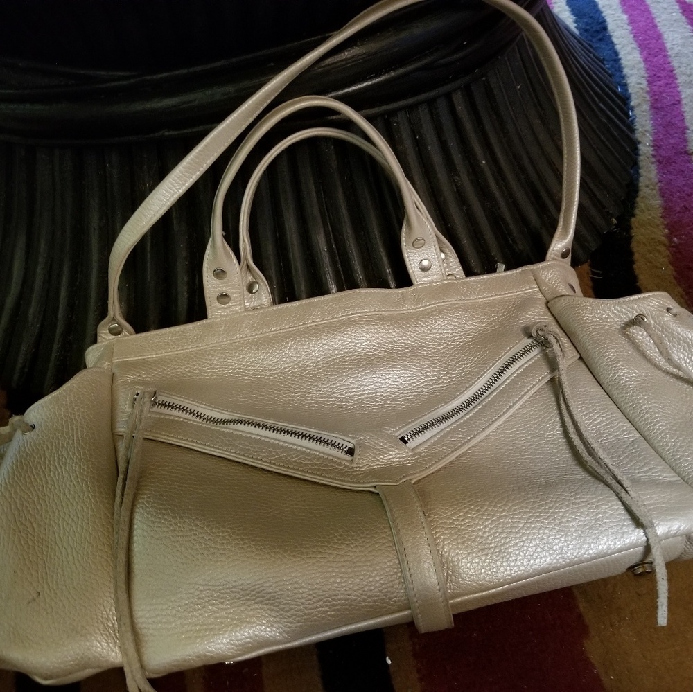 Designer pearl leather handbag